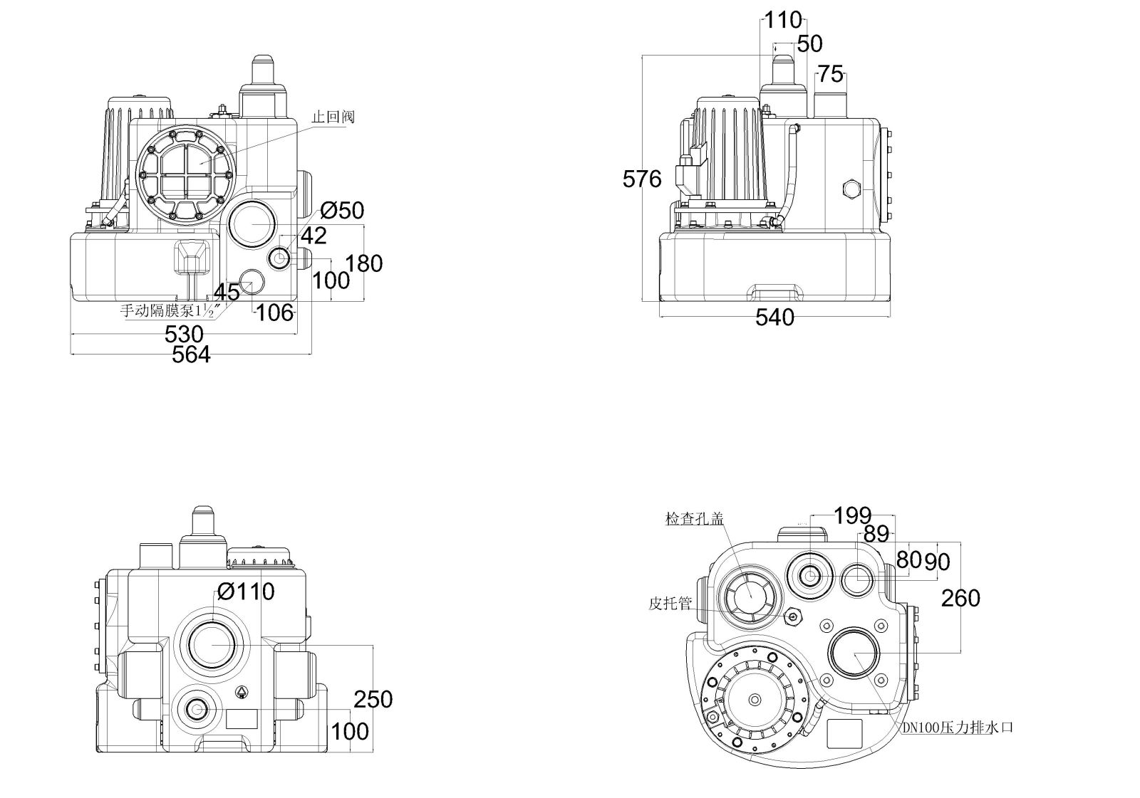 澤德污水提升機 Kompaktboy尺寸圖